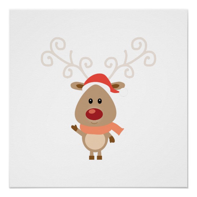 Cute reindeer cartoon poster (Front)