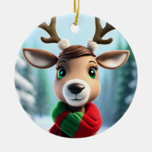 Cute Reindeer Ceramic Ornament