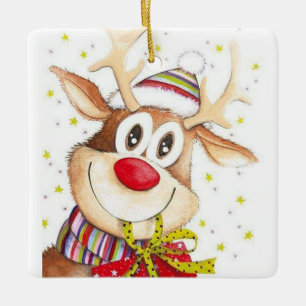 Cute Reindeer Ceramic Ornament