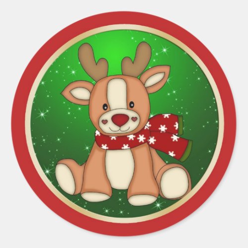 Cute reindeer Christmas Classic Round Sticker