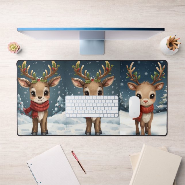 Cute reindeer christmas festive workspace desk mat (Office 1)