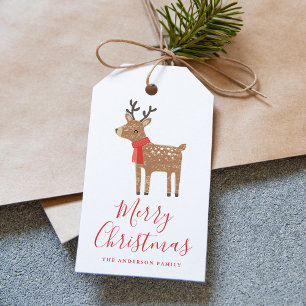 Cute Reindeer Christmas Gift Tags