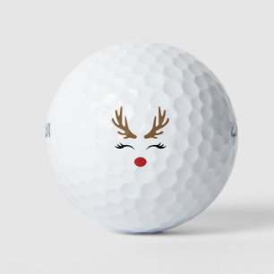 Cute Reindeer Christmas Golf Gift Design Golf Balls