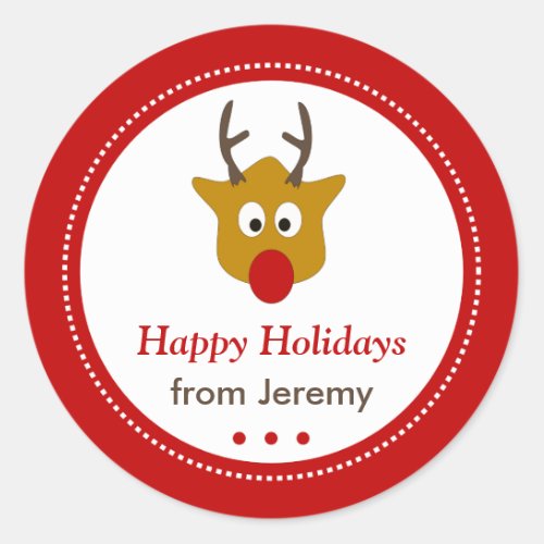 Cute Reindeer Christmas Happy Holidays Classic Round Sticker