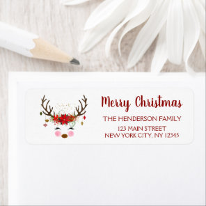 Cute Reindeer Christmas Holiday Party Label
