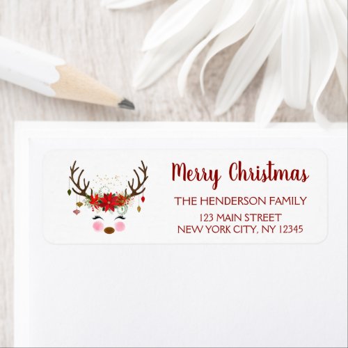 Cute Reindeer Christmas Holiday Party Label