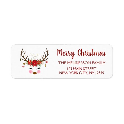 Cute Reindeer Christmas Holiday Party Label