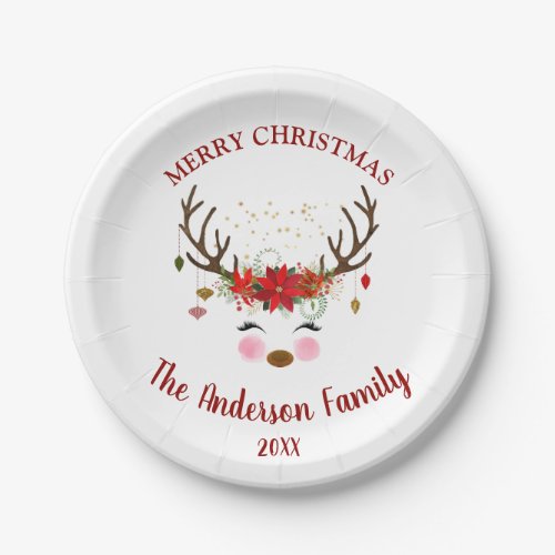 Cute Reindeer Christmas Holiday Party Plates