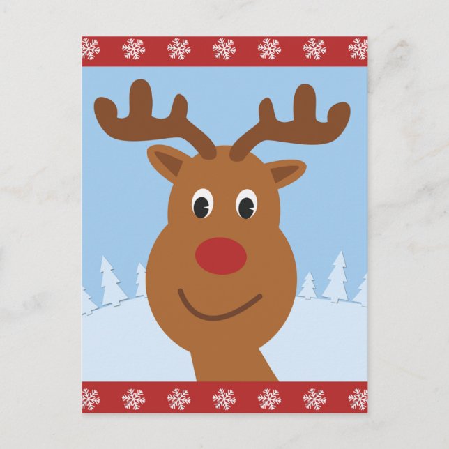 Cute Reindeer Christmas Holiday Postcard (Front)