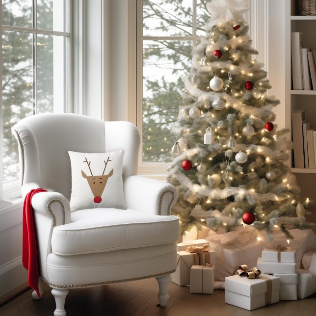 Cute Reindeer Christmas Holiday Throw Pillow (Creator Uploaded)