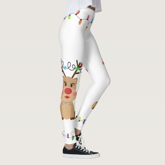 Cute Reindeer Christmas Lights Leggings (Right)