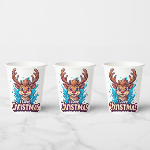 🎁Cute Reindeer Christmas Paper Cups Party ✨