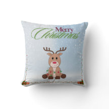 Cute Reindeer Christmas Pillow