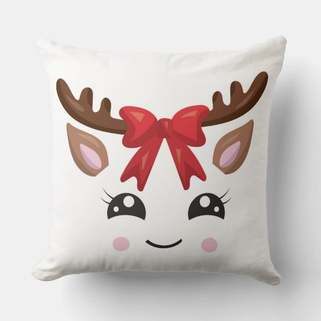 Cute Reindeer Christmas Pillow (Front)