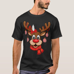 Cute Reindeer Christmas Red Nose Rudolph Xmas Kids T-Shirt