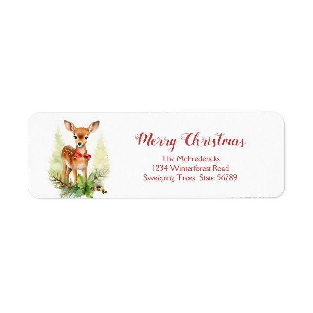 Cute Reindeer Christmas Return Address Labels (Front)