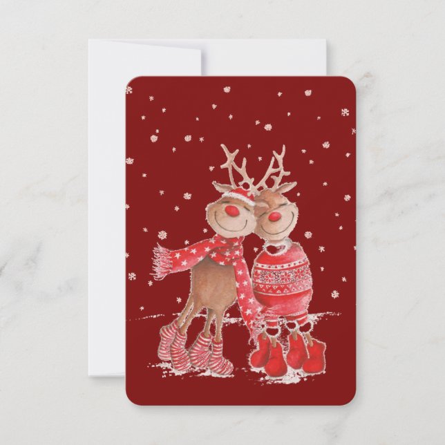 Cute Reindeer Christmas Sweatshirt – Cozy 3D Invitation (Front)