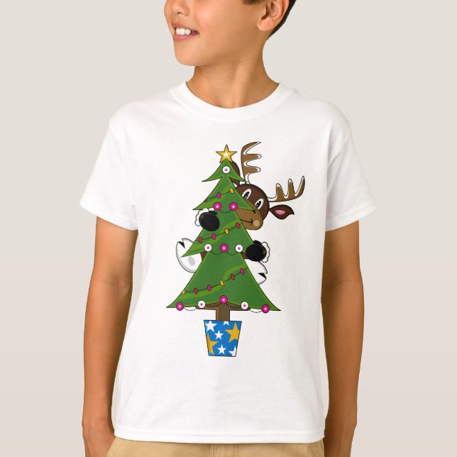 Cute Reindeer Christmas Tee (Front)