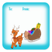 Cute Reindeer Christmas To/From Label w Border