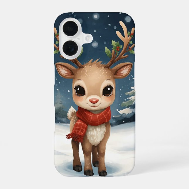 Cute reindeer christmas winter vibes  iPhone case (Back)