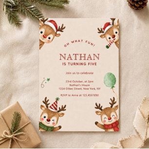 Cute Reindeer Christmas Winter Wonderland Birthday Invitation
