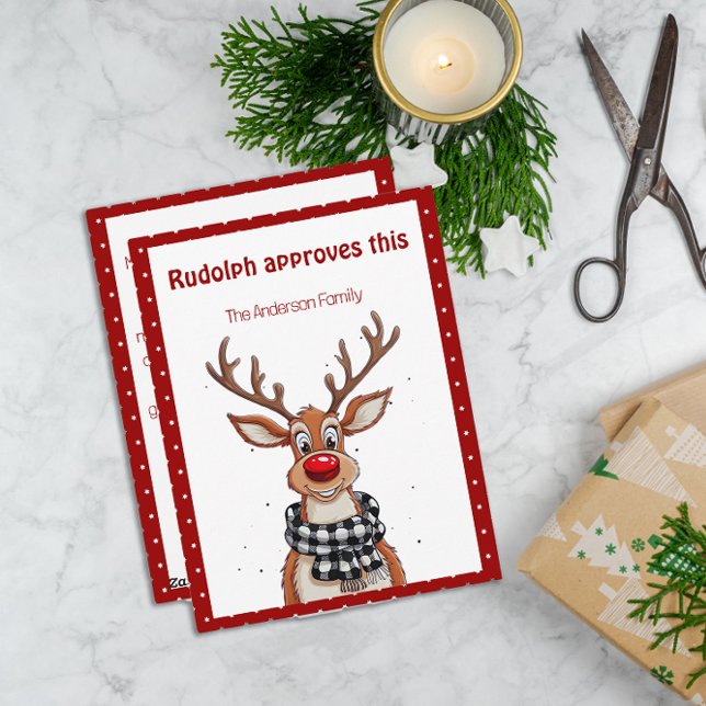 Cute reindeer christmas wish red retro Postcard (Creator Uploaded)