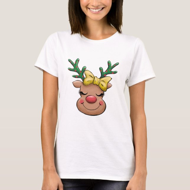 Cute Reindeer Christmas Women's T-Shirt (Front)
