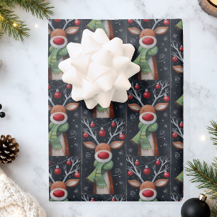 Cute Reindeer Christmas Wrapping Paper Sheets