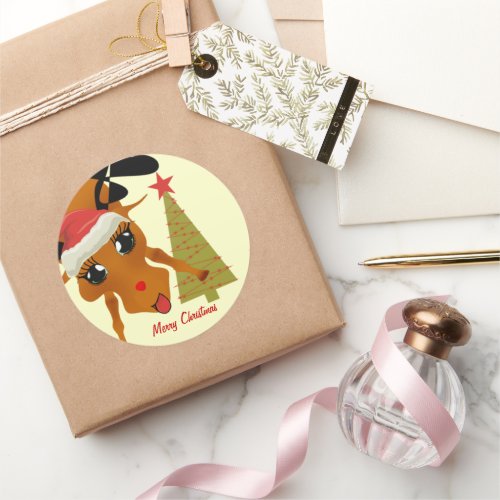 Cute Reindeer Classic Round Sticker