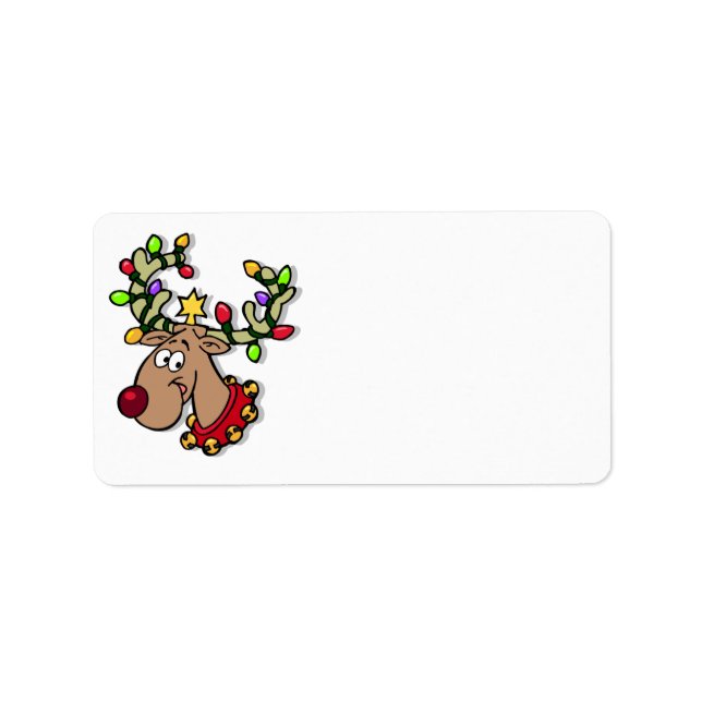 Cute Reindeer Customized Christmas Cards Label (Front)