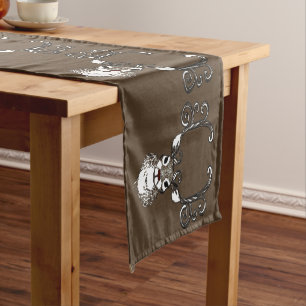 Cute Reindeer deer cottage table runner brown