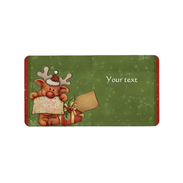 Cute Reindeer Design Label (Front)
