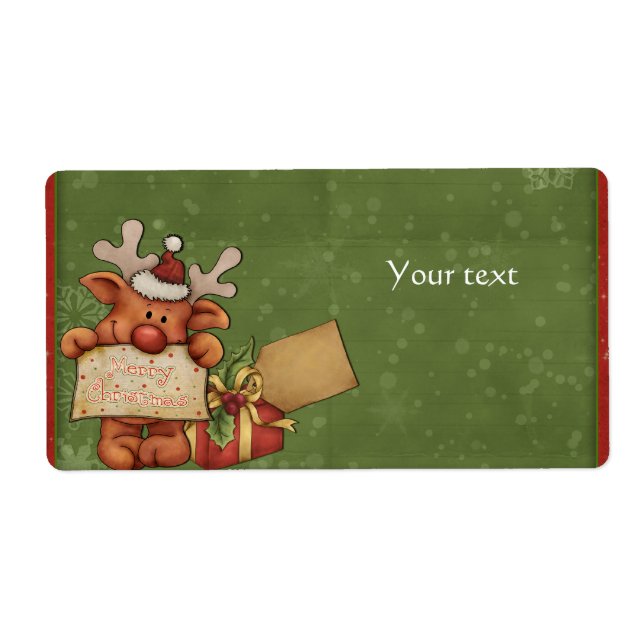 Cute Reindeer Design Label (Front)