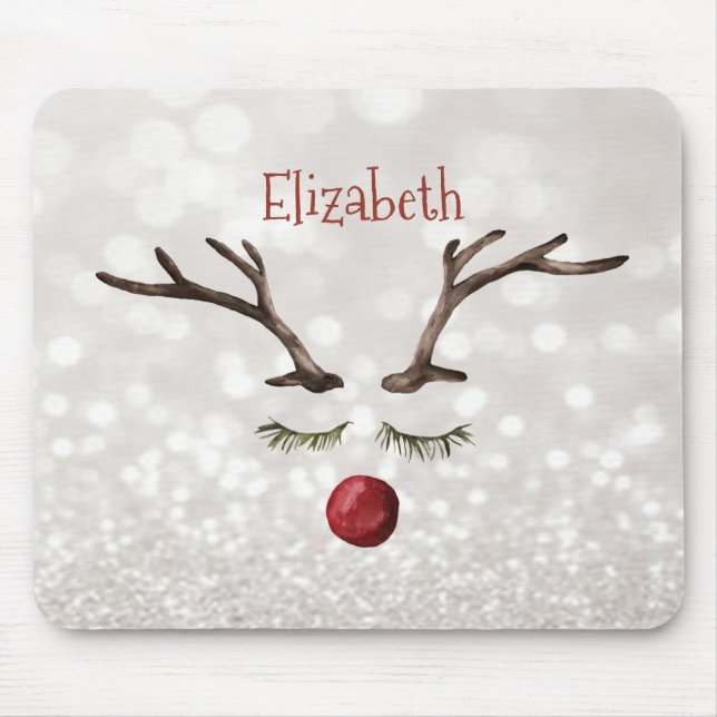 Cute Reindeer Face,Bokeh    Mouse Pad (Front)