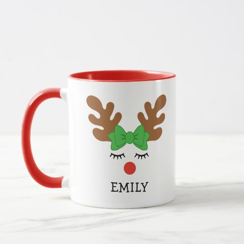 Cute reindeer Face Kids Hot Cocoa Christmas Party  Mug