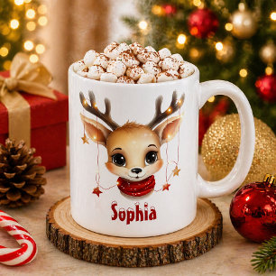 Cute Reindeer Face Personalized Mug