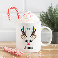 Cute Reindeer Face Personalized Name Christmas