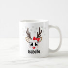 Cute Reindeer Girl Red Bow Snowflake