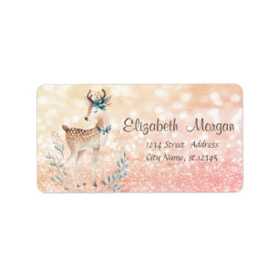 Cute Reindeer,Glitter Bokeh Label