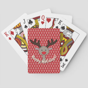 Cute Reindeer Happy Holiday Game Stocking Stuffer Poker Cards
