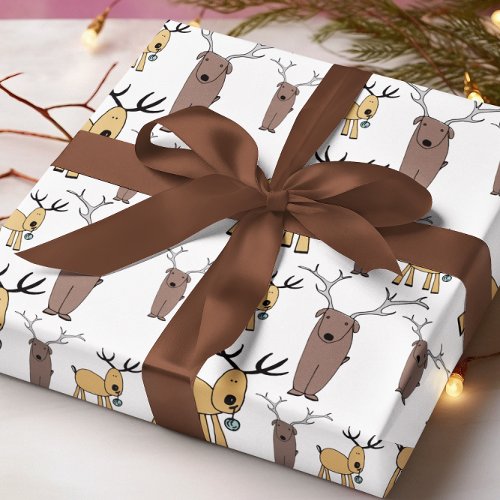 Cute Reindeer Holiday Christmas Animal Print Wrapping Paper