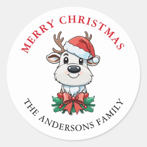 Cute Reindeer Holiday Classic Round Sticker