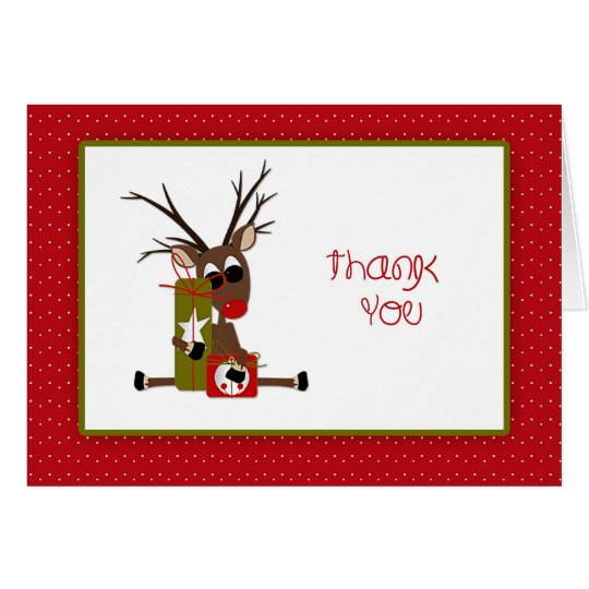 Cute Reindeer Holiday Gift Thank You Card Zazzle