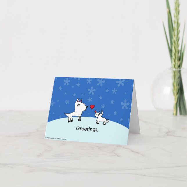 Cute Reindeer Holiday Greetings Card (Front)