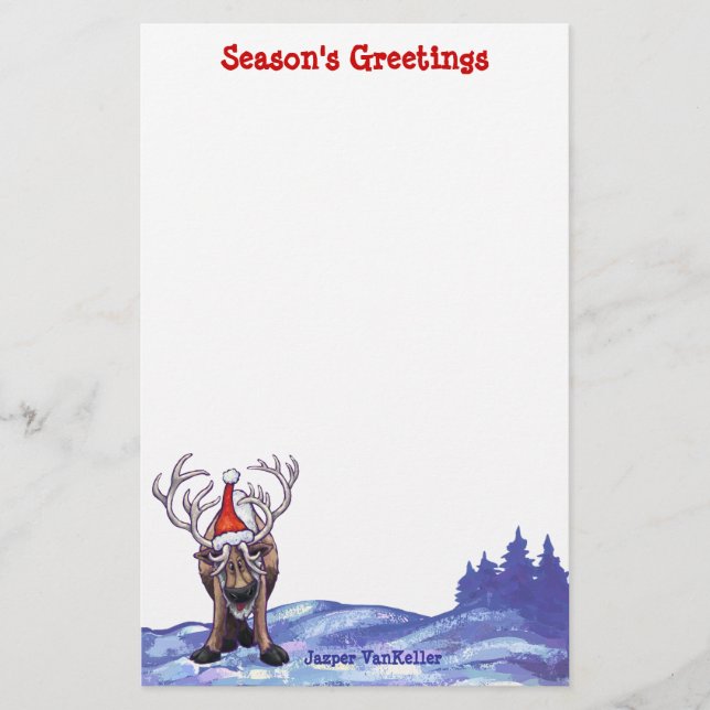 Cute Reindeer Holiday Stationery (Front)