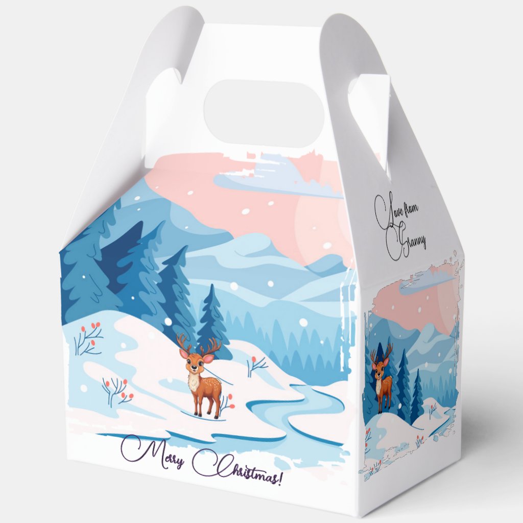 Cute reindeer in a snowy landscape Favor Box