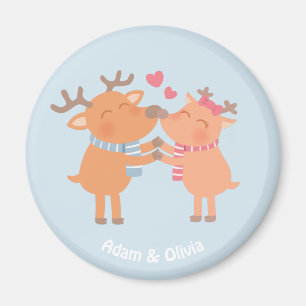 Cute Reindeer in Love Nose Nuzzle Magnet