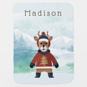 Cute Reindeer in Sweater Baby Blanket
