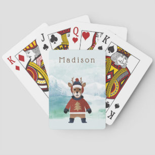 Cute Reindeer in Sweater Poker Cards