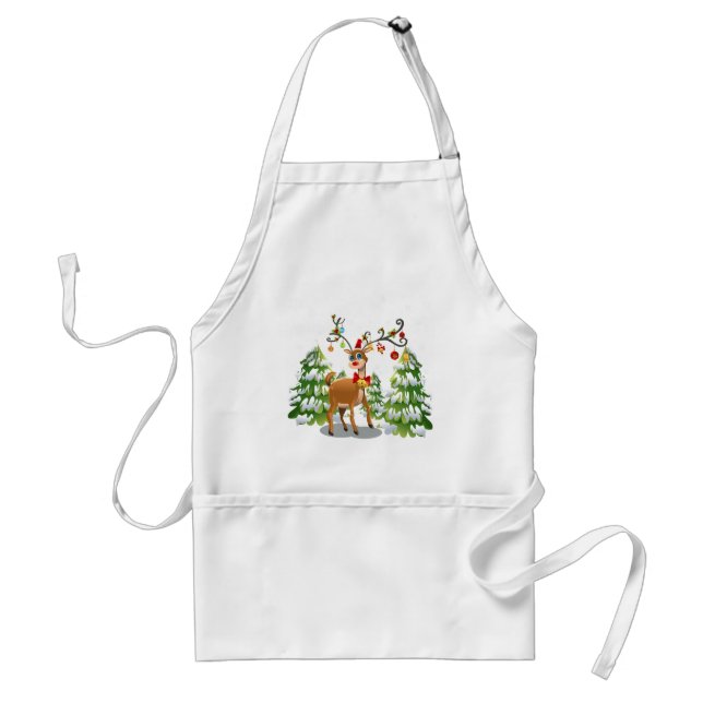 Cute Reindeer in the Snow Adult Apron (Front)